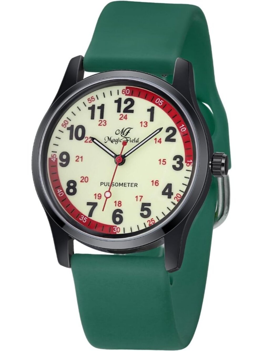 Women's Black Green Easy to Read Military Time Waterproof Luminous Fashion Watch